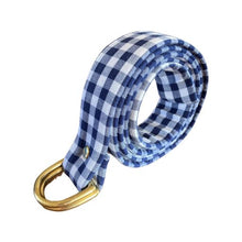 Load image into Gallery viewer, Handmade Belt - Gingham Navy
