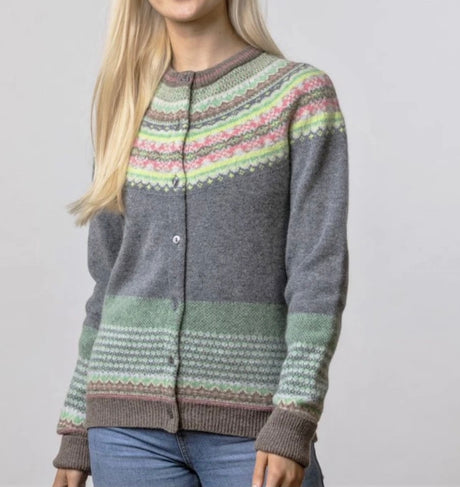 Women's Luxury Fairisle Merino Wool Cardigan by Eribe - Tearose