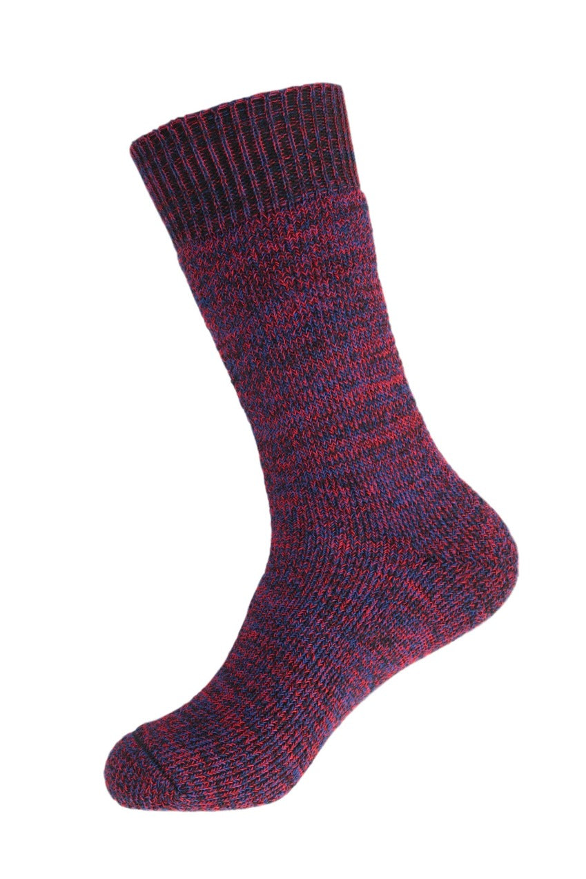 Lindner Australian Made Thick Merino Wool Socks - Max Loose Top - Black/Blue/Red