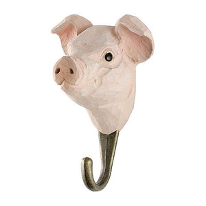 Hand Carved Wall Hook - Pig
