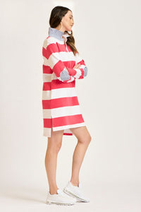 Est1971 Cotton Rugby Dress - Red/White