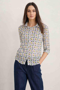 Seasalt Cornwall Larissa Organic Cotton Shirt - Aster Flower Geo Chalk