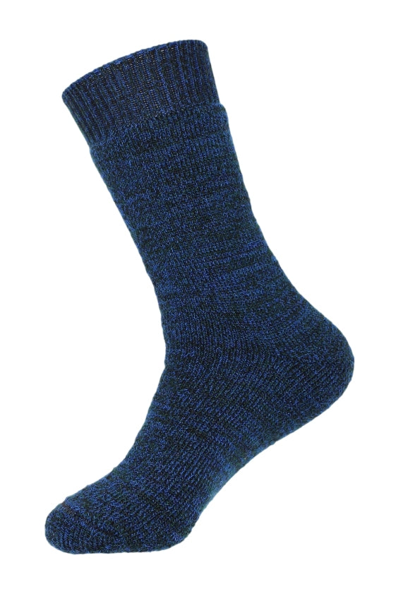 Lindner Australian Made Thick Merino Wool Socks - Max Loose Top - Black/Blue/Bottle